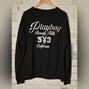 Playboy Beverly Hills Embroidered Black Crewneck Sweater XL Streetwear